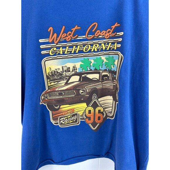 Obsessive Love Womens Size XL Blue Cropped Short Sleeve T-shirt West Coast Cali - Picture 3 of 4